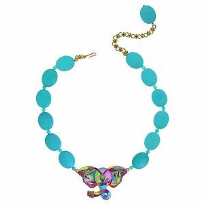 HEIDI DAUS "Unforgettable Expression" Beaded Enamel Crystal Elephant Necklace